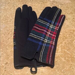 Plaid Black and Red Women's Gloves